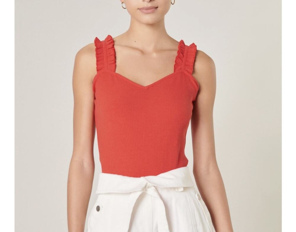 Red Ruffle Tank Top